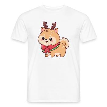Hund-Rentier, Weihnachts-Süßes Fest - Männer T-Shirt - Weiß - Vorne - AI Model Male 178 dark (178cm)