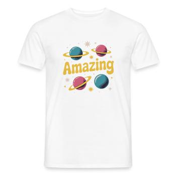 Amazing Planets Retro-Weltraumdesign - Männer T-Shirt - Weiß - Vorne - AI Model Male 178 dark (178cm)