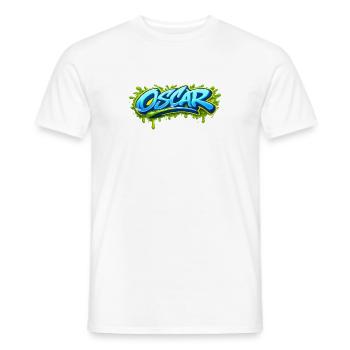 GRAFFITI NAME OSCAR FOR PERFECT GIFT PRINTABLE on - Men's T-Shirt - white - Front - AI Model Male 178 dark (178cm)