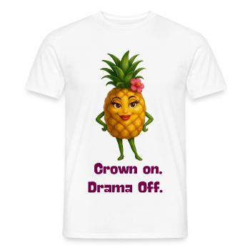 Roi Ananas : DramaOff - T-shirt homme - blanc - Devant - AI Model Male 178 dark (178cm)