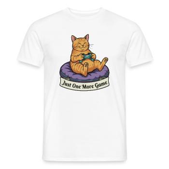 Cat Gamer – NochMehrSpiel - Men's T-Shirt - white - Front - AI Model Male 178 dark (178cm)