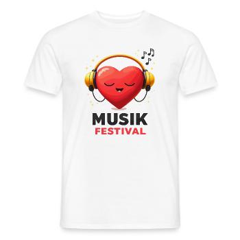 Herzbeat Festival with headphones - Men's T-Shirt - white - Front - AI Model Male 178 dark (178cm)
