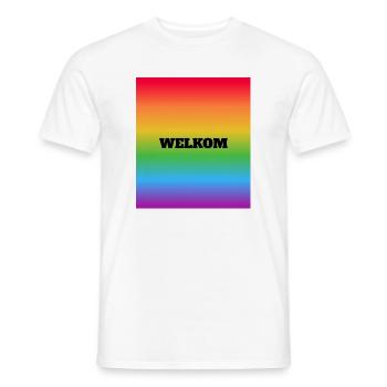 LGBT safe space welcome Welkom Dutch - Men's T-Shirt - white - Front - AI Model Male 178 dark (178cm)