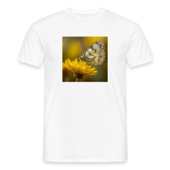 Papillon blanc sur fleur jaune - T-shirt homme - blanc - Devant - AI Model Male 178 dark (178cm)