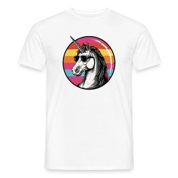 Unicorn mit Sonnenbrille Sunset - Männer T-Shirt - Weiß - Vorne - AI Model Male 178 dark (178cm)