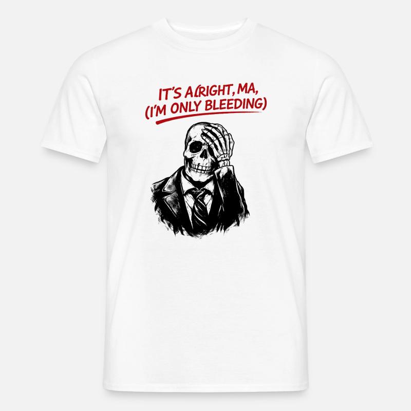 Skelett im Anzug mit rotem Text - Männer T-Shirt - Weiß