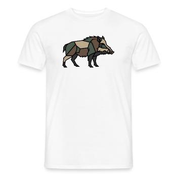 Low Poly géométrique de sanglier - T-shirt homme - blanc - Devant - AI Model Male 178 dark (178cm)