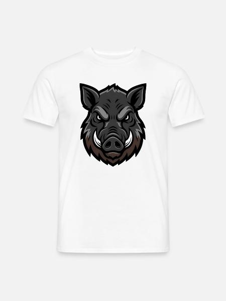Wildschwein Kopf Maskottchen Aggressiv - Männer T-Shirt - Weiß