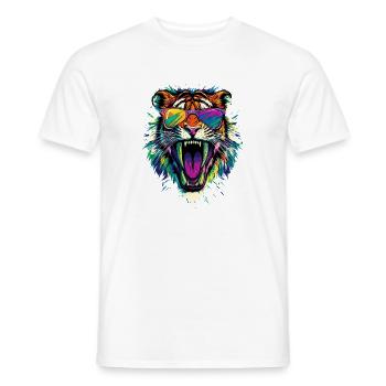 Säbelzahntiger Smilodon Raubkatze Säbelzahn Tiger - Männer T-Shirt - Weiß - Vorne - AI Model Male 178 dark (178cm)