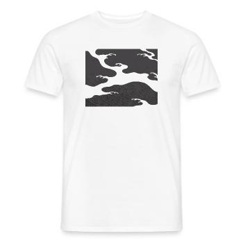 Gray Seigaiha – Japanese Wave Pattern  - Men's T-Shirt - white - Front - AI Model Male 178 dark (178cm)