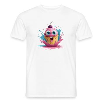 Kunterbunter Cupcake mit Gesicht - Männer T-Shirt - Weiß - Vorne - AI Model Male 178 dark (178cm)