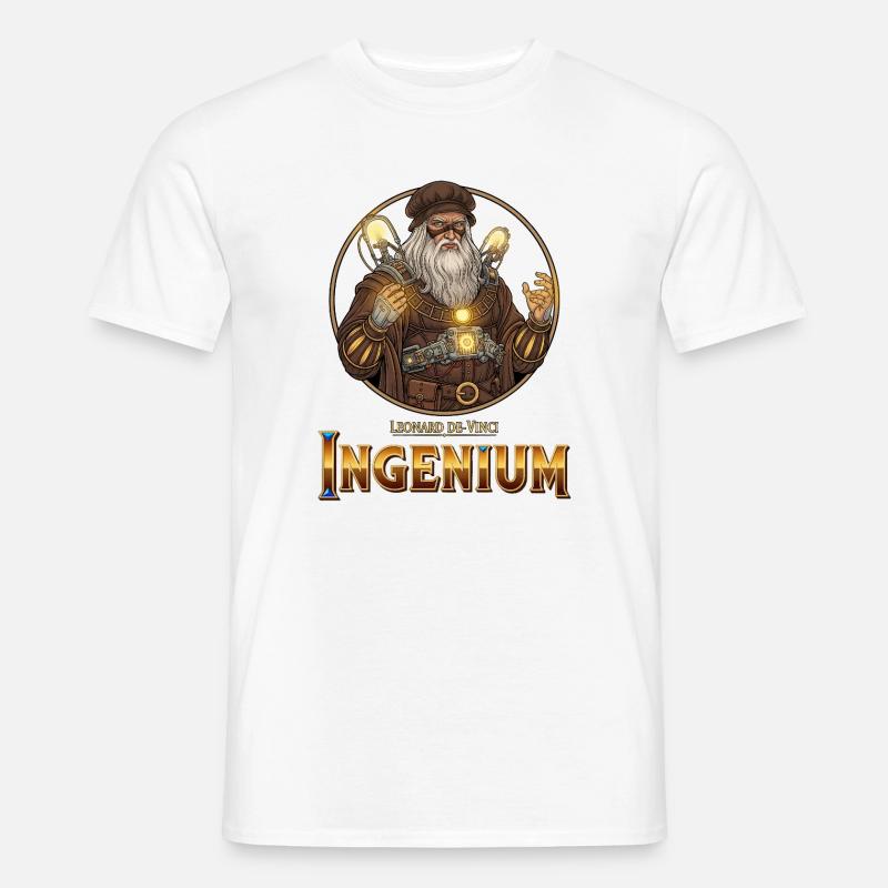 Ingenium Leonardo: Steampunk-Zauberer - Männer T-Shirt - Weiß