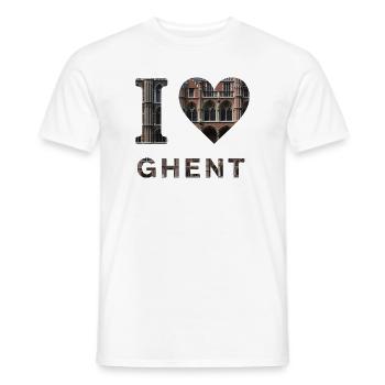 J’adore Gand – Design architectural gothique - T-shirt homme - blanc - Devant - AI Model Male 178 dark (178cm)