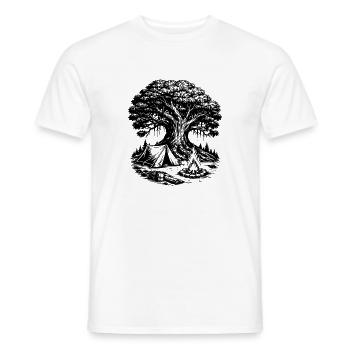 Camping Zelt Wald Baum - Männer T-Shirt - Weiß - Vorne - AI Model Male 178 dark (178cm)