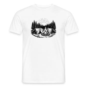 Camping Zelt Wald Landschaft - Männer T-Shirt - Weiß - Vorne - AI Model Male 178 dark (178cm)