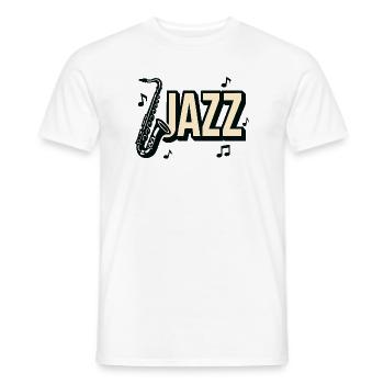 Typografie, Jazz, Saxophon, Musiknoten - Männer T-Shirt - Weiß - Vorne - AI Model Male 178 dark (178cm)
