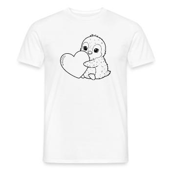Pingouin au cœur – motif doux d’hiver plein d’amour - T-shirt homme - blanc - Devant - AI Model Male 178 dark (178cm)