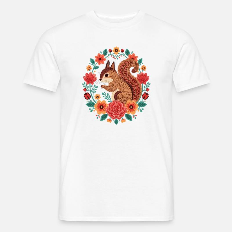 Eichhörnchen im Blumenkreis - Männer T-Shirt - Weiß
