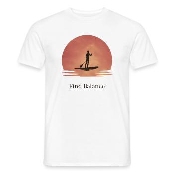 Sunset SUP – Tranquility on the water - Men's T-Shirt - white - Front - AI Model Male 178 dark (178cm)