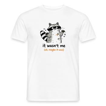 It Wasn't Me Maybe It Was Raccoon Humor - Men's T-Shirt - white - Front - AI Model Male 178 dark (178cm)