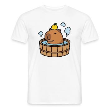 Bain de yuzu Kawaii Capybara Onsen - Mode Chill du Japon - T-shirt homme - blanc - Devant - AI Model Male 178 dark (178cm)