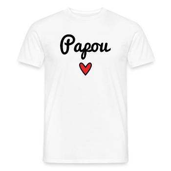 PAPOU. PAPA. FÊTE DES PÈRES. BONNE FÊTE PAPA - T-shirt homme - blanc - Devant - AI Model Male 178 dark (178cm)