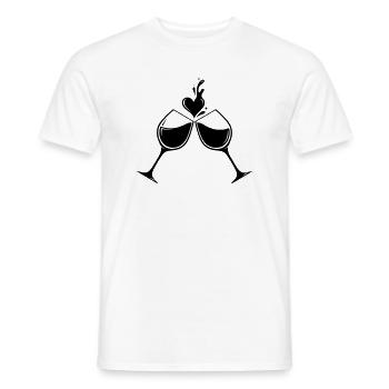 Wine Glasses Heart – Love & Enjoyment Design - Men's T-Shirt - white - Front - AI Model Male 178 dark (178cm)