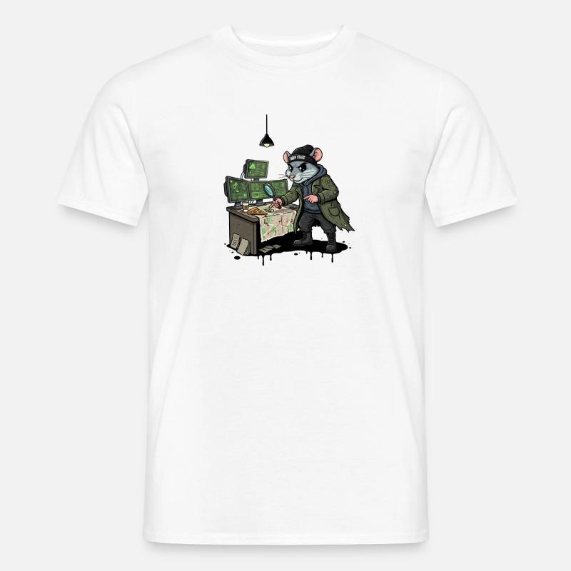 Hacker-Ratte Detektiv Deep-State Spurensuche - Männer T-Shirt - Weiß