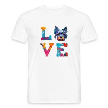 L’art coloré du Yorkshire Terrier Yorkshire Love - T-shirt homme - blanc - Devant - AI Model Male 178 dark (178cm)
