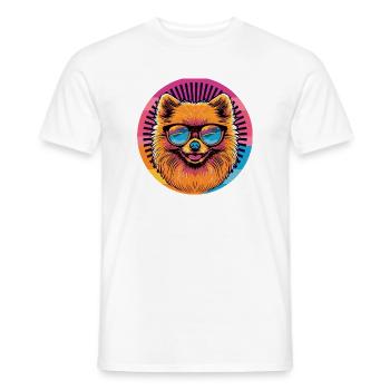 Pomeranian Rainbow Sunglasses - Men's T-Shirt - white - Front - AI Model Male 178 dark (178cm)