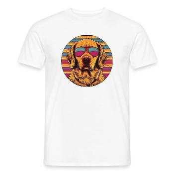 Sun Dog Retro Sunglasses - Men's T-Shirt - white - Front - AI Model Male 178 dark (178cm)