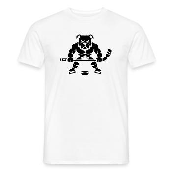 Minimalistische Bulldogge Silhouette Eishockey  - Men's T-Shirt - white - Front - AI Model Male 178 dark (178cm)