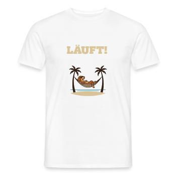 Running – Dog in Hammock - Men's T-Shirt - white - Front - AI Model Male 178 dark (178cm)