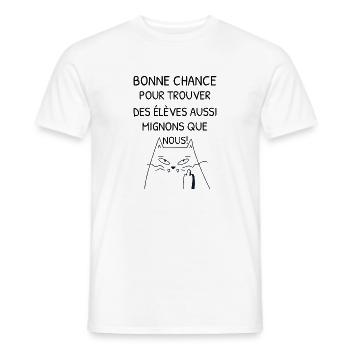 Humour École - Bonne Chance Pour Trouver Mieux - T-shirt homme - blanc - Devant - AI Model Male 178 dark (178cm)