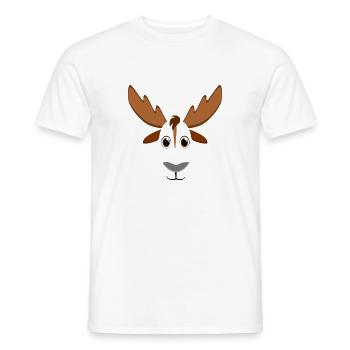Visage d’orignal de dessin animé mignon - Bois de forêt drôles - T-shirt homme - blanc - Devant - AI Model Male 178 dark (178cm)