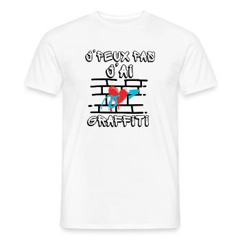 J'puex pas j'ai graffiti coeur rouge et bleu - T-shirt homme - blanc - Devant - AI Model Male 178 dark (178cm)