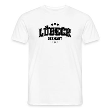 Lübeck Lettering – Minimalist City Design - Men's T-Shirt - white - Front - AI Model Male 178 dark (178cm)