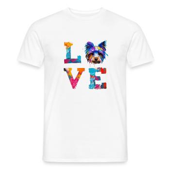 Yorkshire Terrier Colorful Paint Dog Dad Dog Mom - Men's T-Shirt - white - Front - AI Model Male 178 dark (178cm)