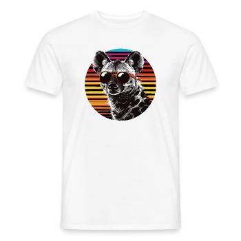 Sunglasses dog in neon retro - Men's T-Shirt - white - Front - AI Model Male 178 dark (178cm)