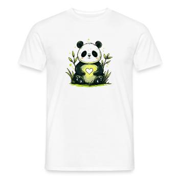 Panda with heart in the countryside - Men's T-Shirt - white - Front - AI Model Male 178 dark (178cm)