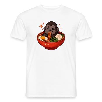 Gorilla with noodles ramen kawaii gorilla - Men's T-Shirt - white - Front - AI Model Male 178 dark (178cm)