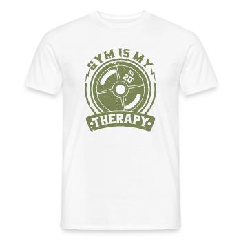 Gym is my therapy - Men's T-Shirt - white - Front - AI Model Male 178 dark (178cm)