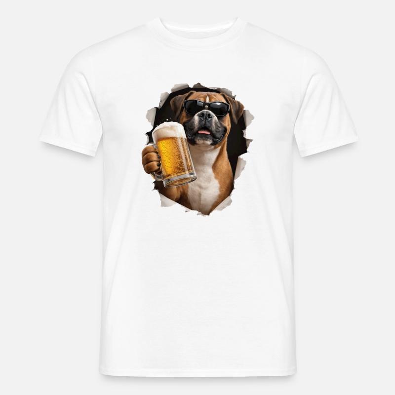 Boxer Bier - Männer T-Shirt - Weiß