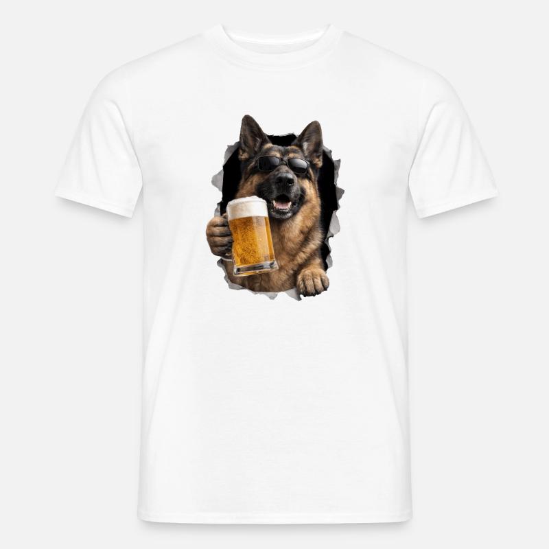 Deutscher Schäferhund Bier - Männer T-Shirt - Weiß