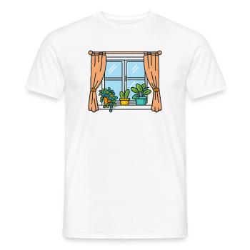 Window view with indoor plants - Men's T-Shirt - white - Front - AI Model Male 178 dark (178cm)