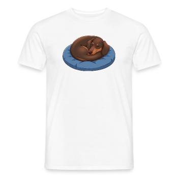 Süßer Dackel Cartoon Kuschelkissen für Hund - Männer T-Shirt - Weiß - Vorne - AI Model Male 178 dark (178cm)