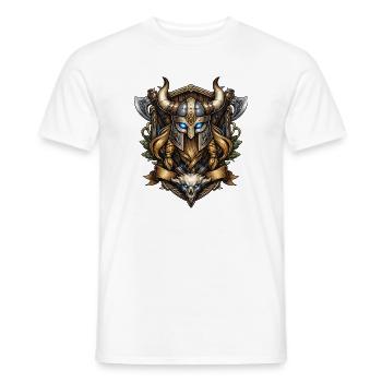 Viking Helmet with Skull Emblem - Men's T-Shirt - white - Front - AI Model Male 178 dark (178cm)