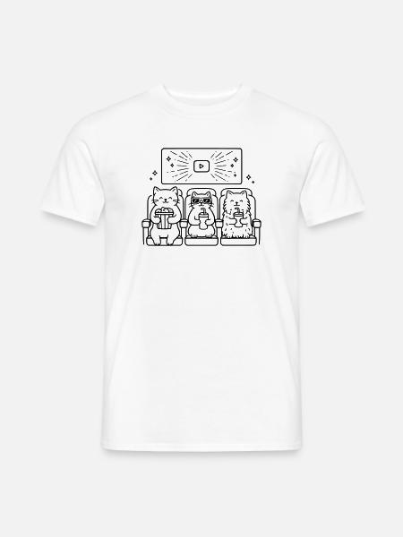 Cats Cinema Line Art - Men's T-Shirt - white