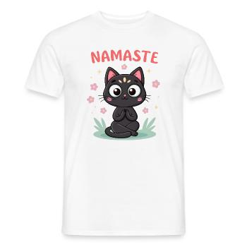 Namaste Chat Zen - T-shirt homme - blanc - Devant - AI Model Male 178 dark (178cm)