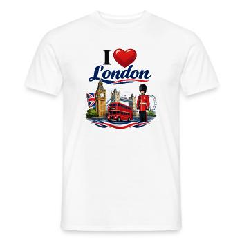 I Love London – Ikonische britische Ikonen - Männer T-Shirt - Weiß - Vorne - AI Model Male 178 dark (178cm)